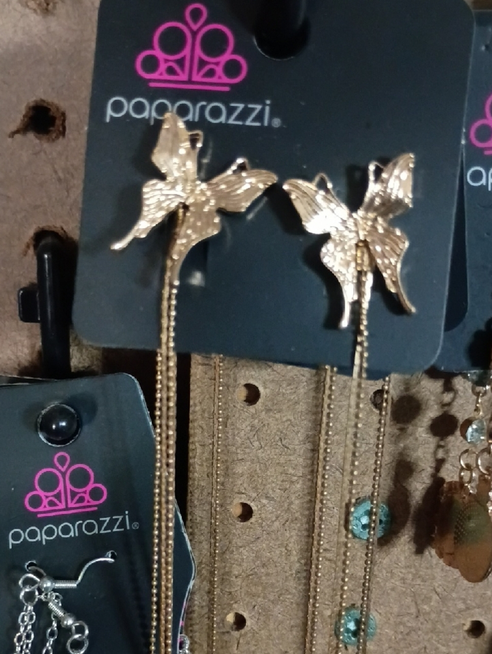 paparazzi Gold Butterfly Long Chain Earrings